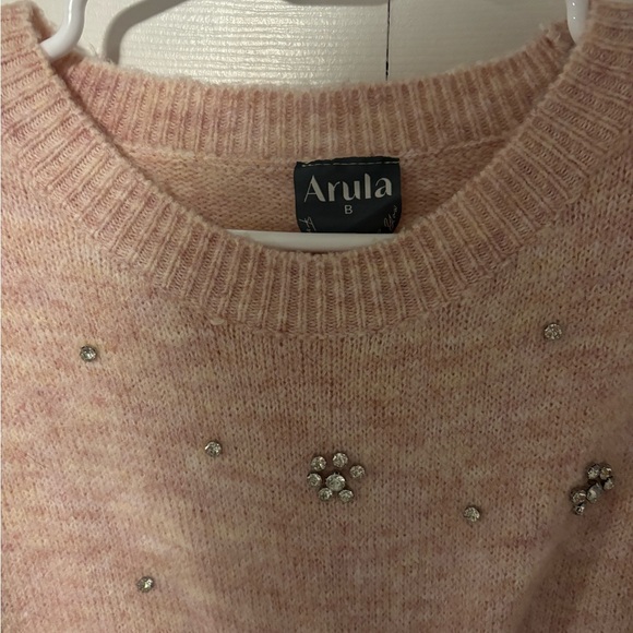 Arula Bejeweled Pink Sweater Size B - Picture 3 of 3
